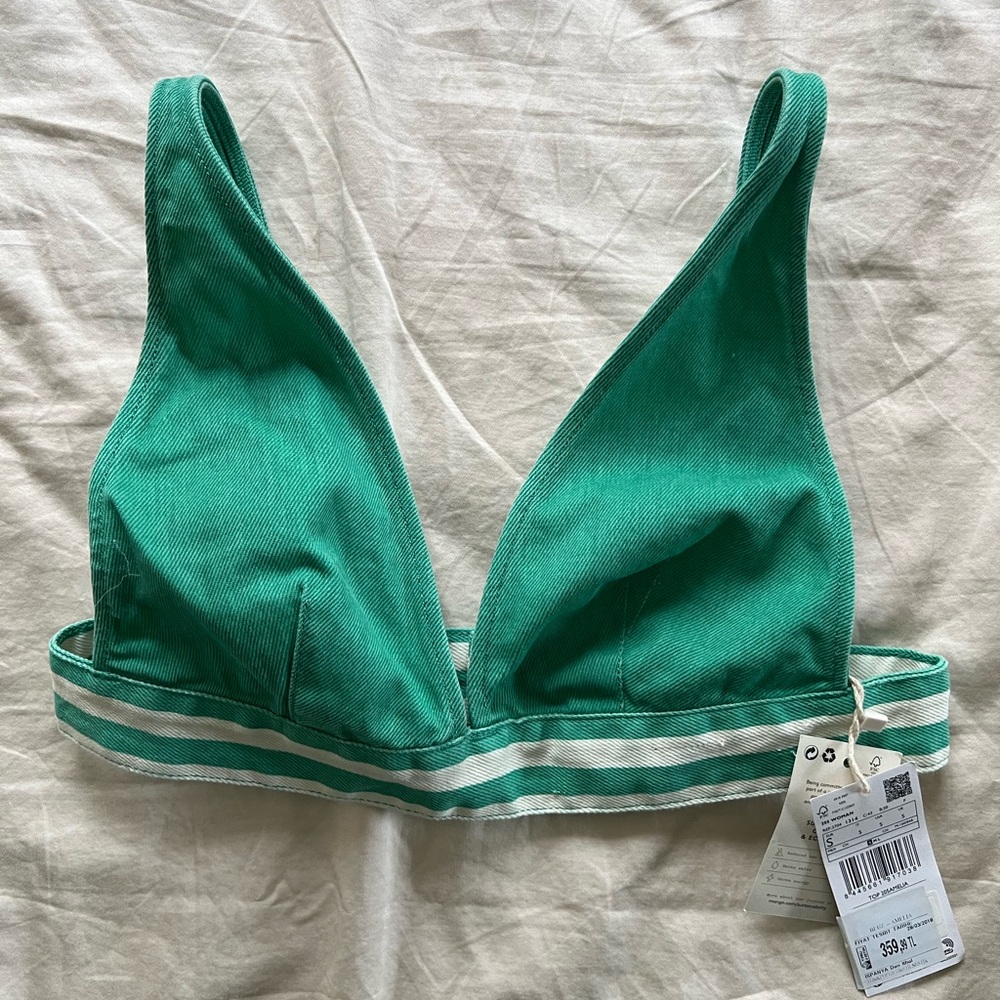 Mango Teal Bralette with Striped Band